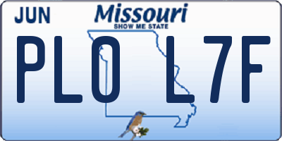 MO license plate PL0L7F