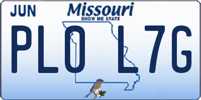 MO license plate PL0L7G