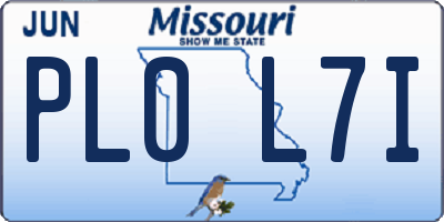 MO license plate PL0L7I