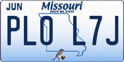 MO license plate PL0L7J