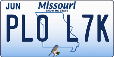 MO license plate PL0L7K