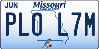 MO license plate PL0L7M
