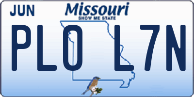 MO license plate PL0L7N
