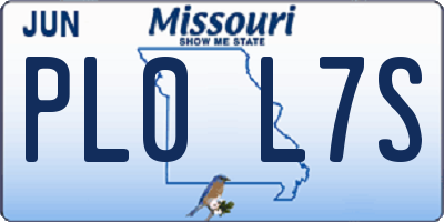 MO license plate PL0L7S