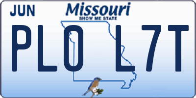 MO license plate PL0L7T