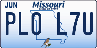 MO license plate PL0L7U