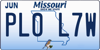 MO license plate PL0L7W