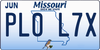 MO license plate PL0L7X