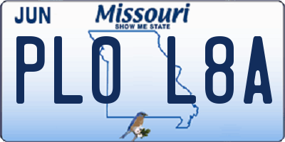 MO license plate PL0L8A