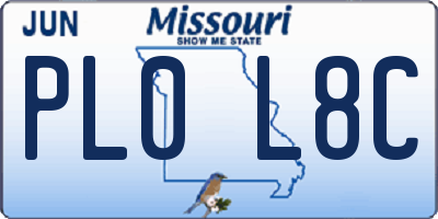 MO license plate PL0L8C