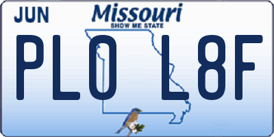 MO license plate PL0L8F