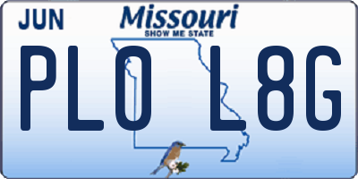 MO license plate PL0L8G