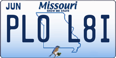 MO license plate PL0L8I