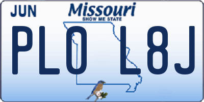 MO license plate PL0L8J