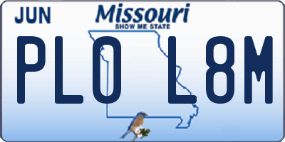 MO license plate PL0L8M