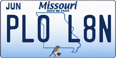 MO license plate PL0L8N