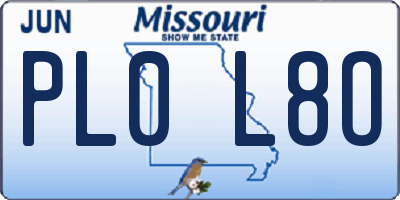 MO license plate PL0L8O