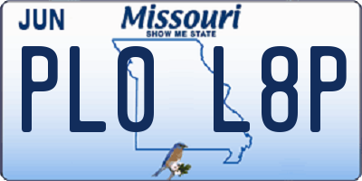 MO license plate PL0L8P