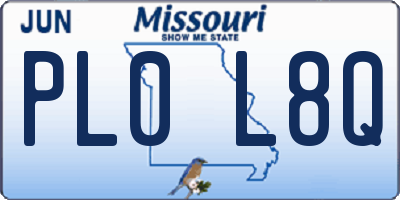 MO license plate PL0L8Q