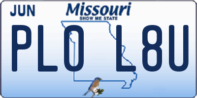 MO license plate PL0L8U
