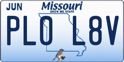 MO license plate PL0L8V