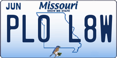 MO license plate PL0L8W