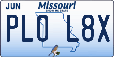 MO license plate PL0L8X