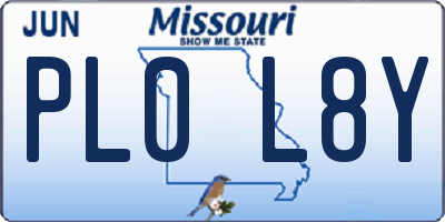 MO license plate PL0L8Y