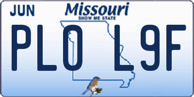 MO license plate PL0L9F