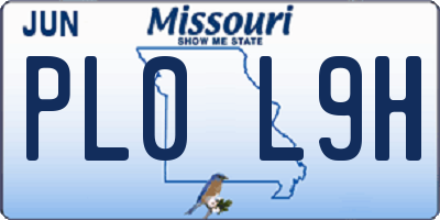 MO license plate PL0L9H