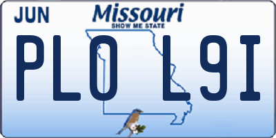 MO license plate PL0L9I