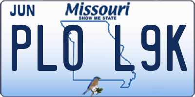 MO license plate PL0L9K