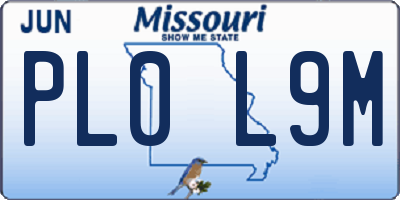 MO license plate PL0L9M