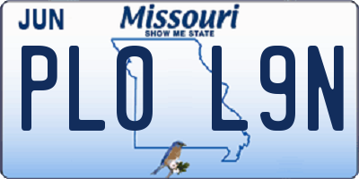 MO license plate PL0L9N
