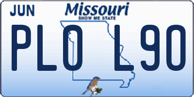 MO license plate PL0L9O