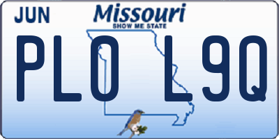 MO license plate PL0L9Q