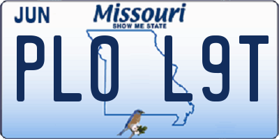 MO license plate PL0L9T