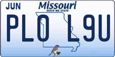 MO license plate PL0L9U