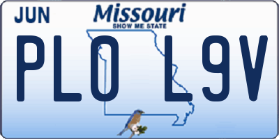 MO license plate PL0L9V