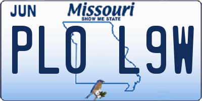 MO license plate PL0L9W