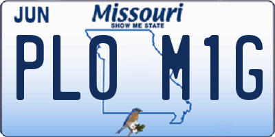 MO license plate PL0M1G