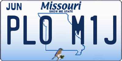 MO license plate PL0M1J