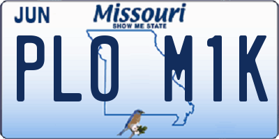 MO license plate PL0M1K
