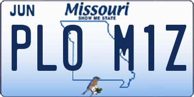 MO license plate PL0M1Z