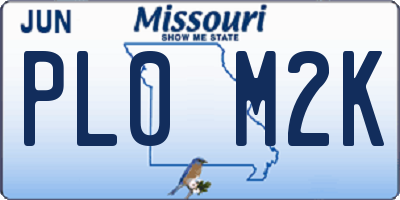 MO license plate PL0M2K