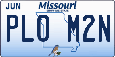 MO license plate PL0M2N