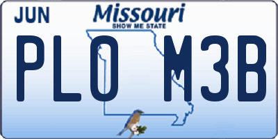 MO license plate PL0M3B