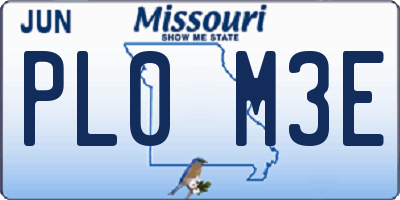 MO license plate PL0M3E