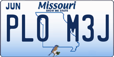 MO license plate PL0M3J
