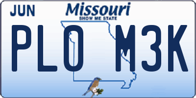 MO license plate PL0M3K